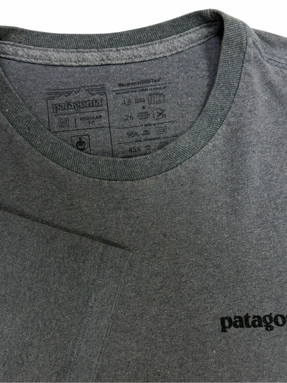 Patagonia Shirt Mens Medium Grey Fitz Roy Short Sleeve P6 Logo Responsibili Tee